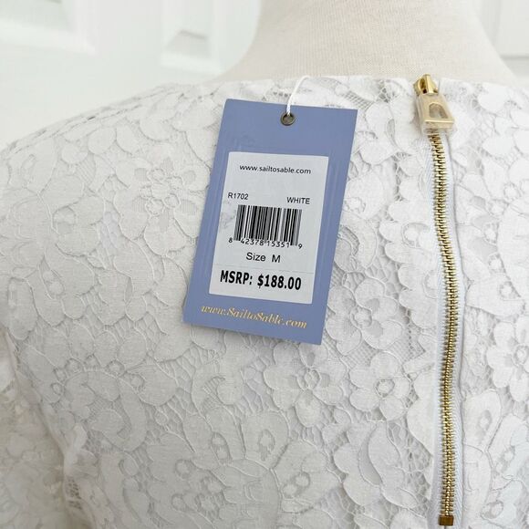 Sail‎ to Sable Womens White Floral Layered Lace Blouse Top Size Medium NWT - Picture 4 of 6